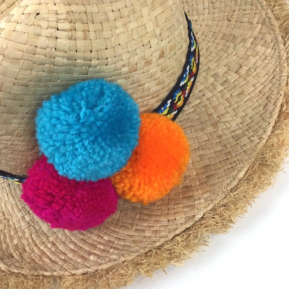 LAST 1 Anthro Shiraleah Sam Panama Pom Pom Hat - Picture 3 of 7